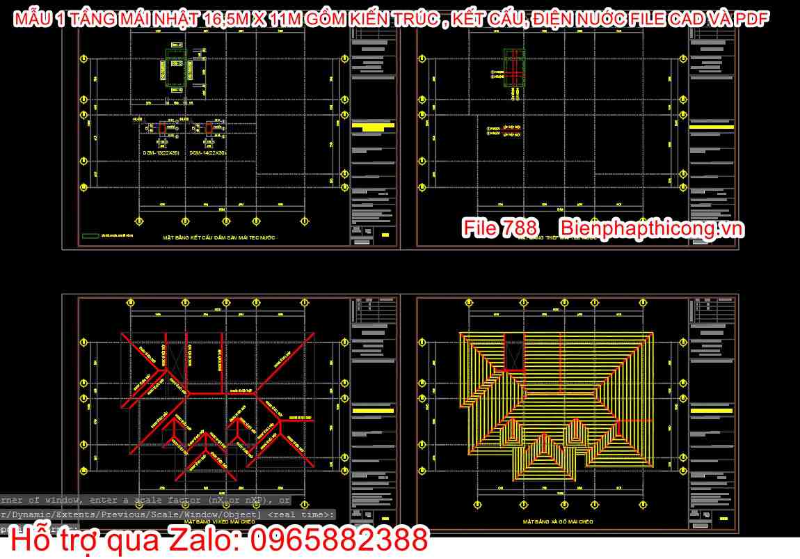 Bản vẽ thiết kế dầm sàn nhà mái nhật đẹp.