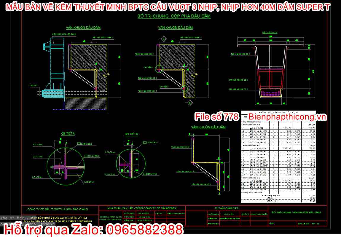 Bố trí chung coppha dầu dầm cad.