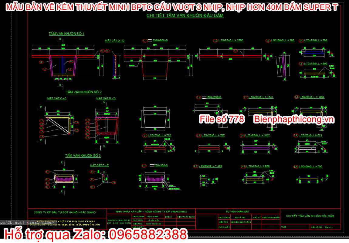 Chi tiết tấm ván khuôn đầu dầm cad.