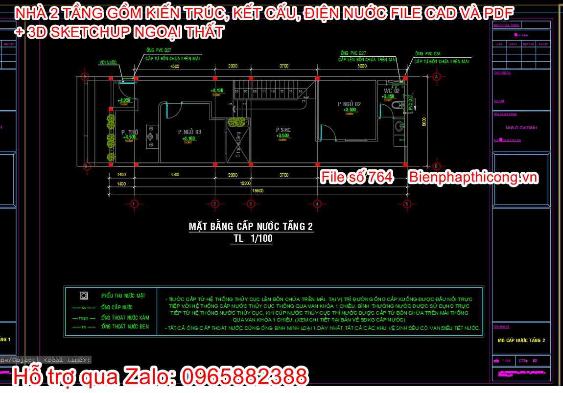 File thiết kế nhà 2 tầng 5m x 18m.
