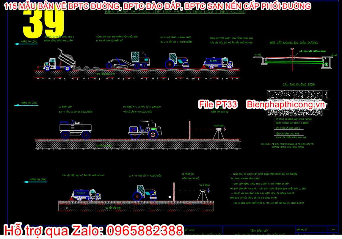 Bản vẽ bptc lớp cấp phối đá dăm loại 2 nền đường.