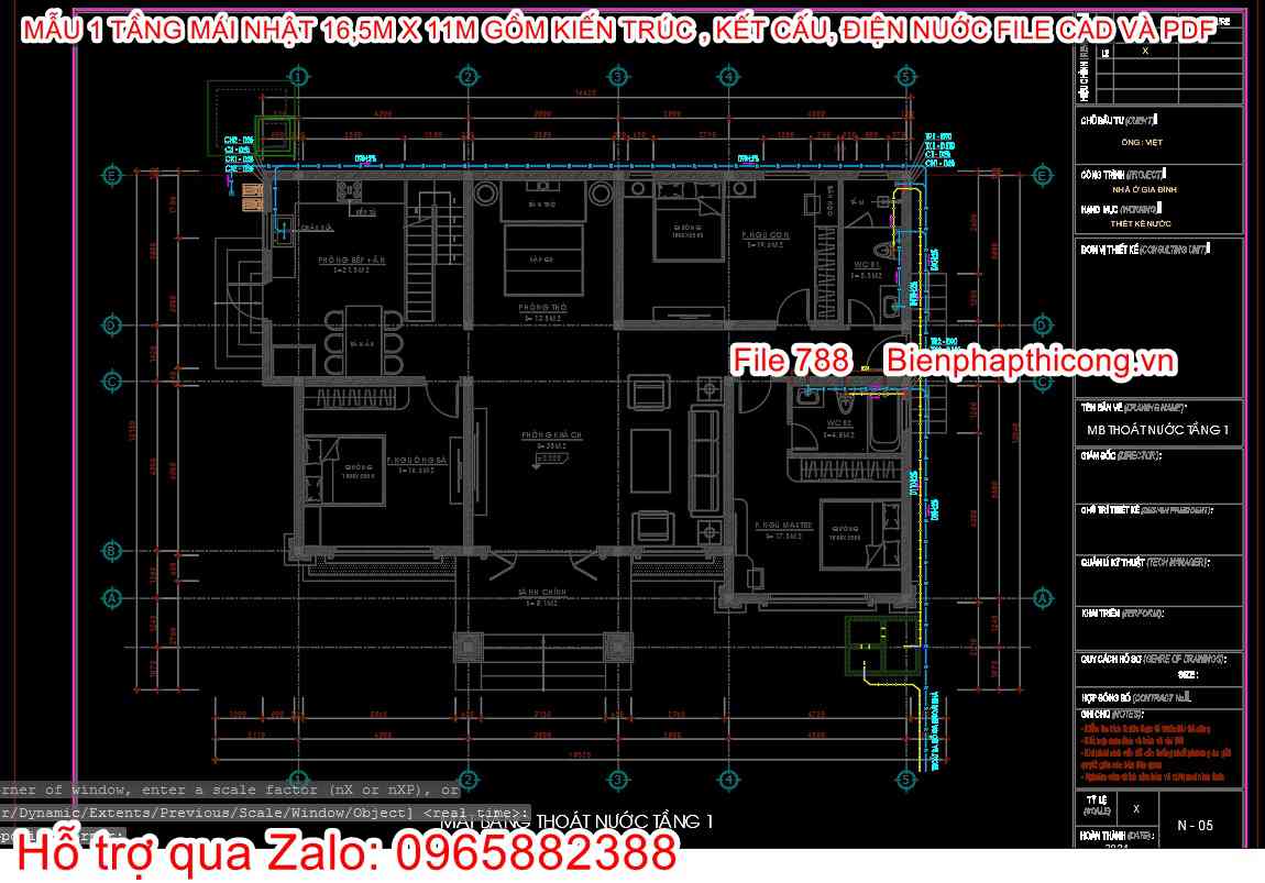 Bản vẽ cấp thoát nước nhà cấp 4 đẹp.