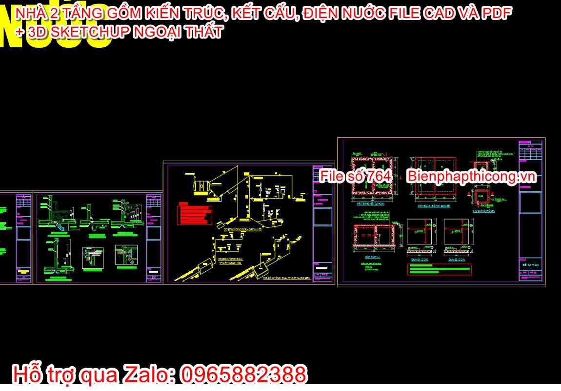 Thiết kế nhà 1 trệt 1 lầu full cad.