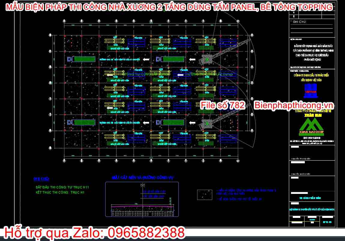 Bản vẽ bptc nhà xưởng 2 tầng tấm panel topping sàn.