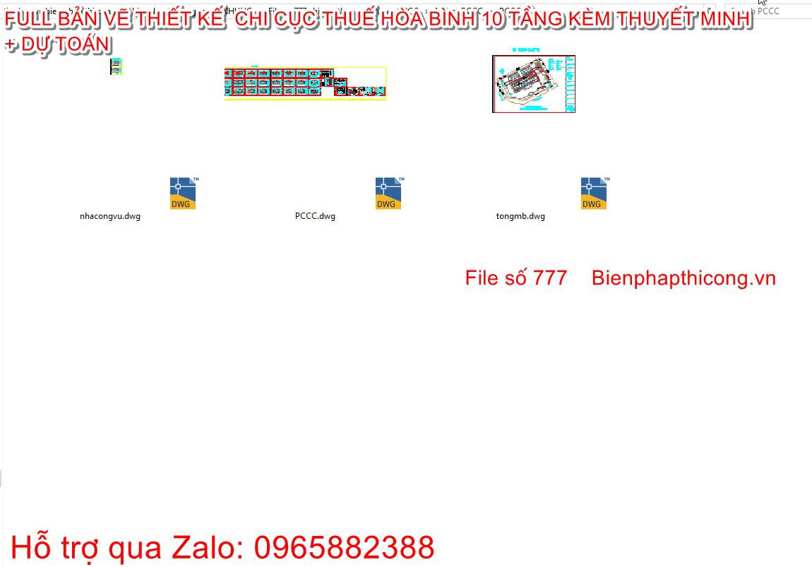 Bản vẽ pccc nhà 10 tầng chi cục thuế hòa bình cad.