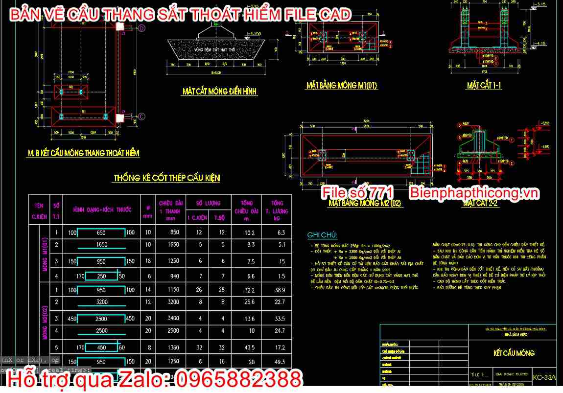 File cad thiết kế cầu thang sắt thoát hiểm.