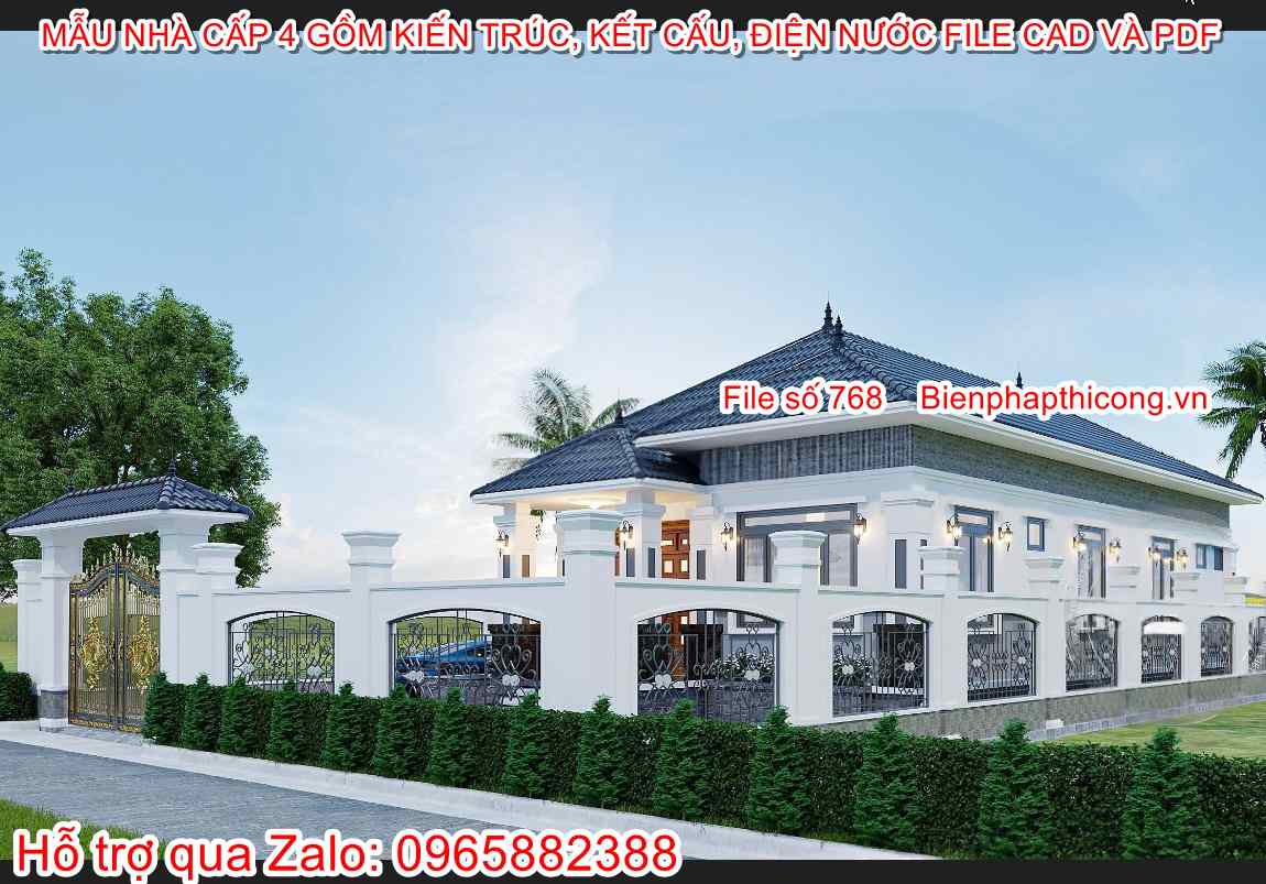 Hồ sơ thi công nhà cấp 4 mái nhật mặt tiền 8,2m x 16,5m.