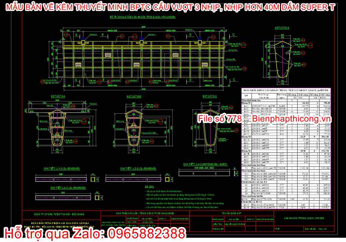 Mặt cắt chi tiết ván khuôn trong loại 2.