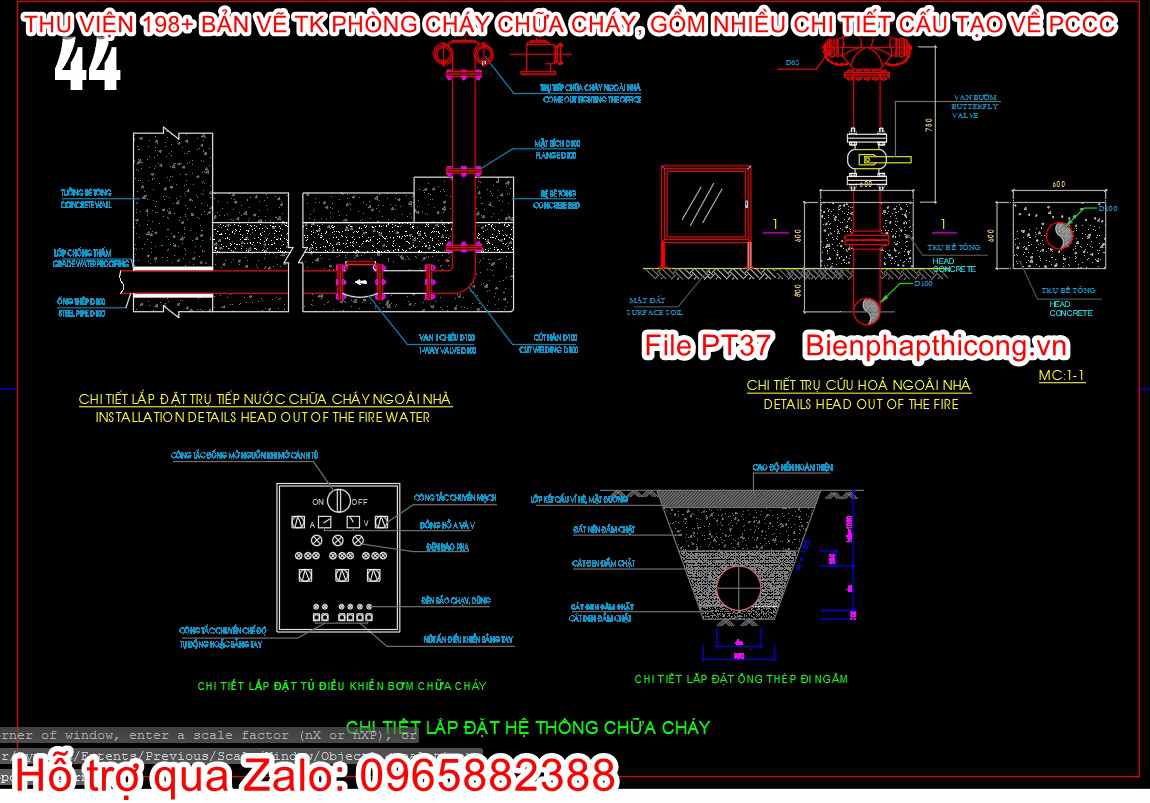 Bản vẽ chi tiết trụ cứu hỏa ngoài nhà pccc.