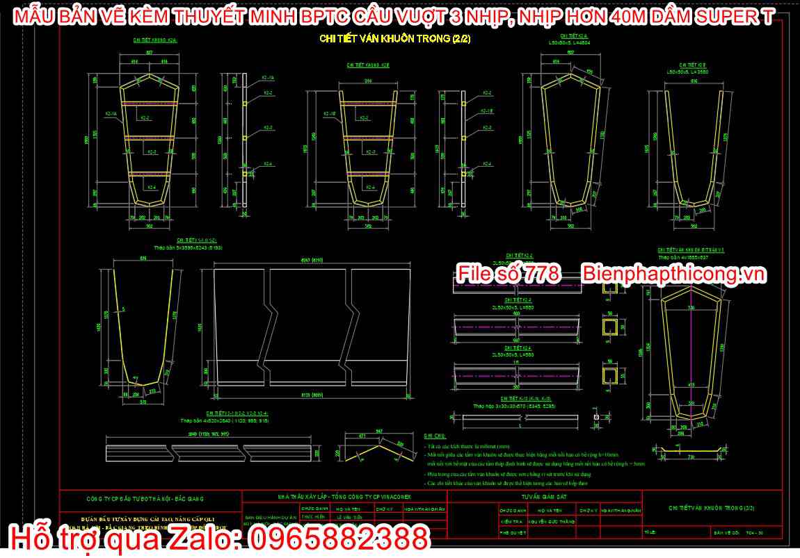 Chi tiết ván khuôn trong.
