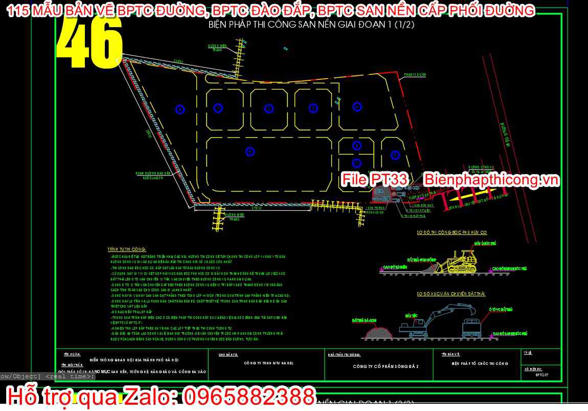 Bản vẽ biện pháp thi công san nền cad.