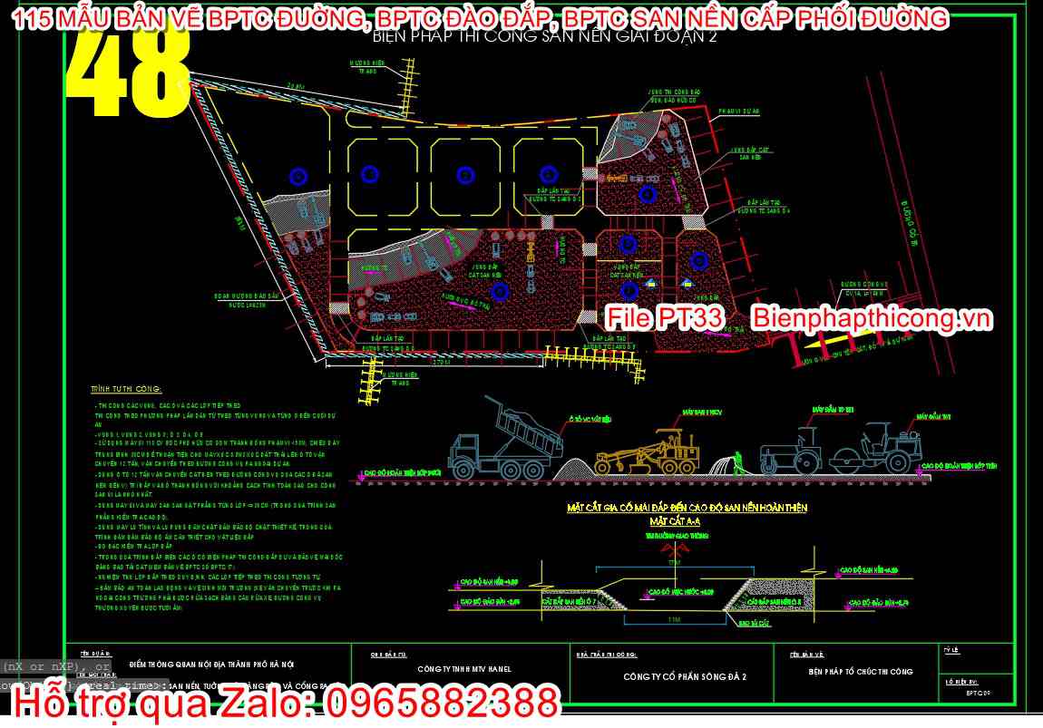 File cad biện pháp thi công san nền.