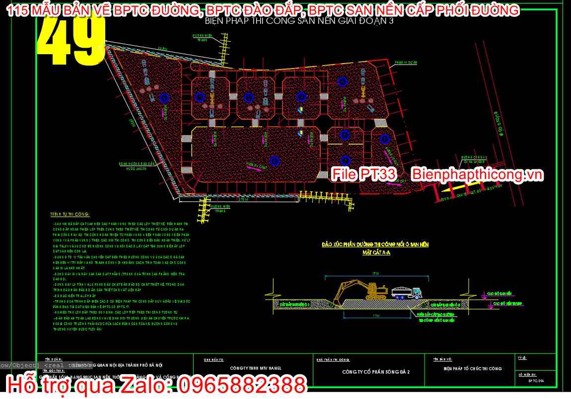 File autocad biện pháp thi công san nền.