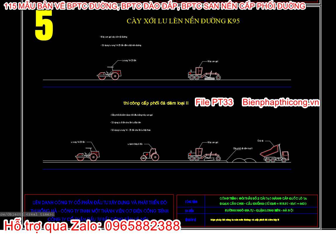 Bản vẽ biện pháp thi công cày xới lu lèn nền đường K95