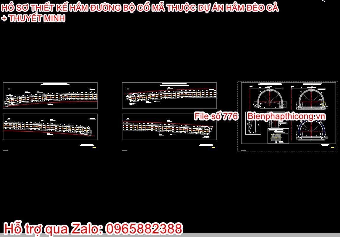 Bản vẽ thiết kế cad hầm đường bộ đèo cả.