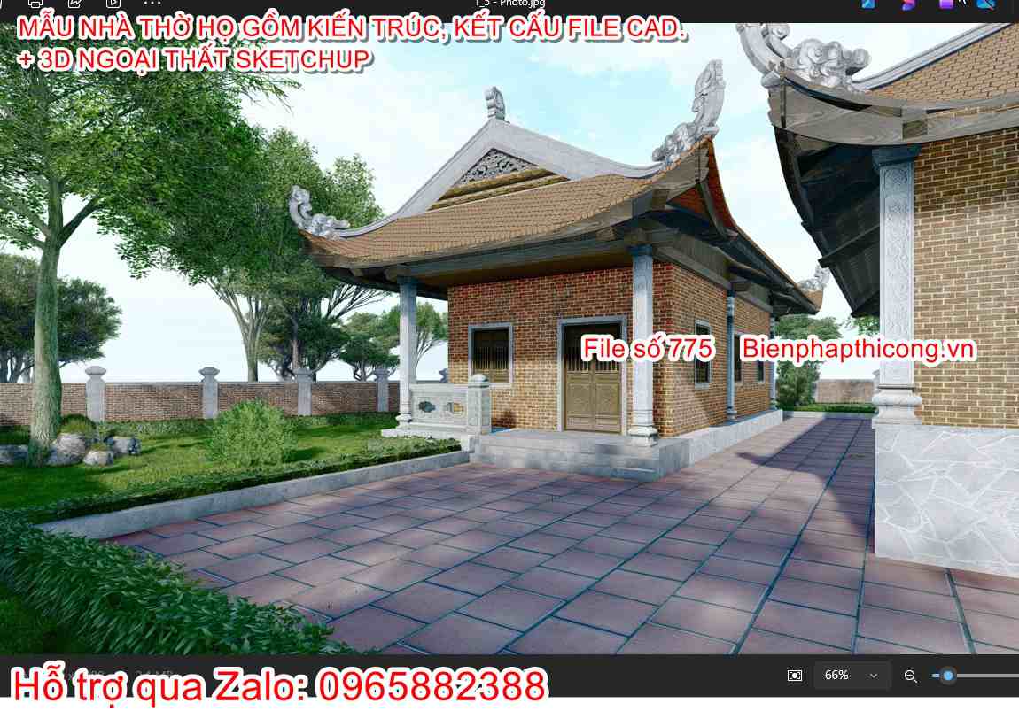 File thiết kế nhà thờ họ 5 gian 9,2m x 15,8m đẹp.