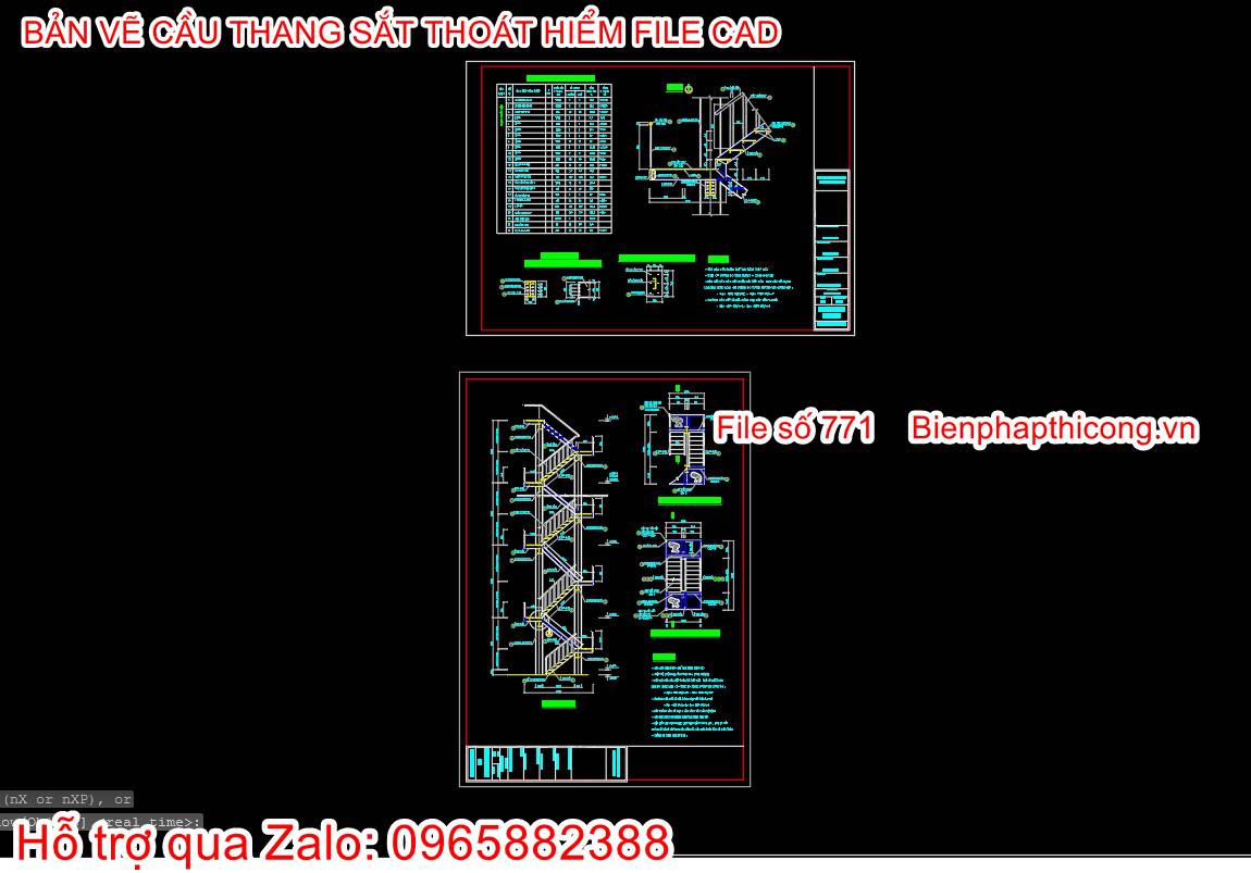Mẫu cầu thang sắt thoát hiểm ngoài nhà.