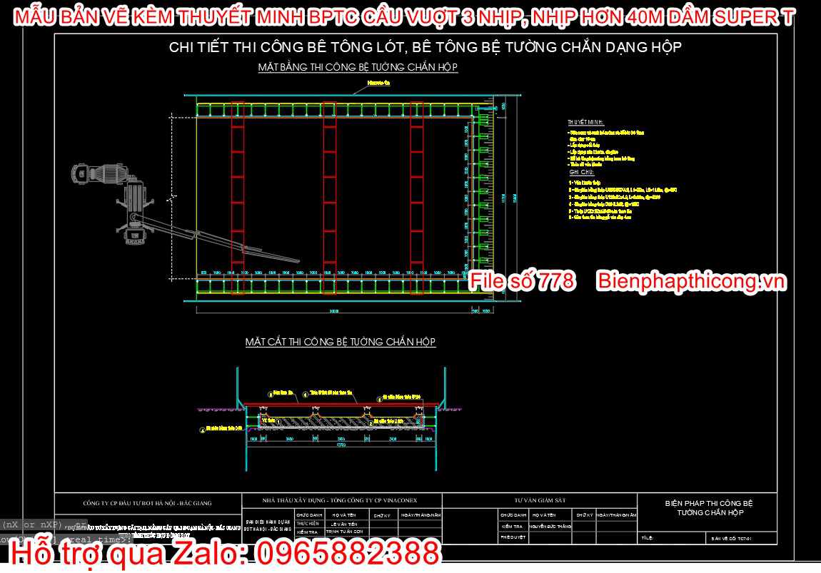 Biện pháp thi công bệ tường chắn dạng hộp.
