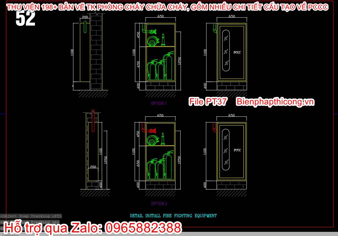 detail install fire fighting equipment cad