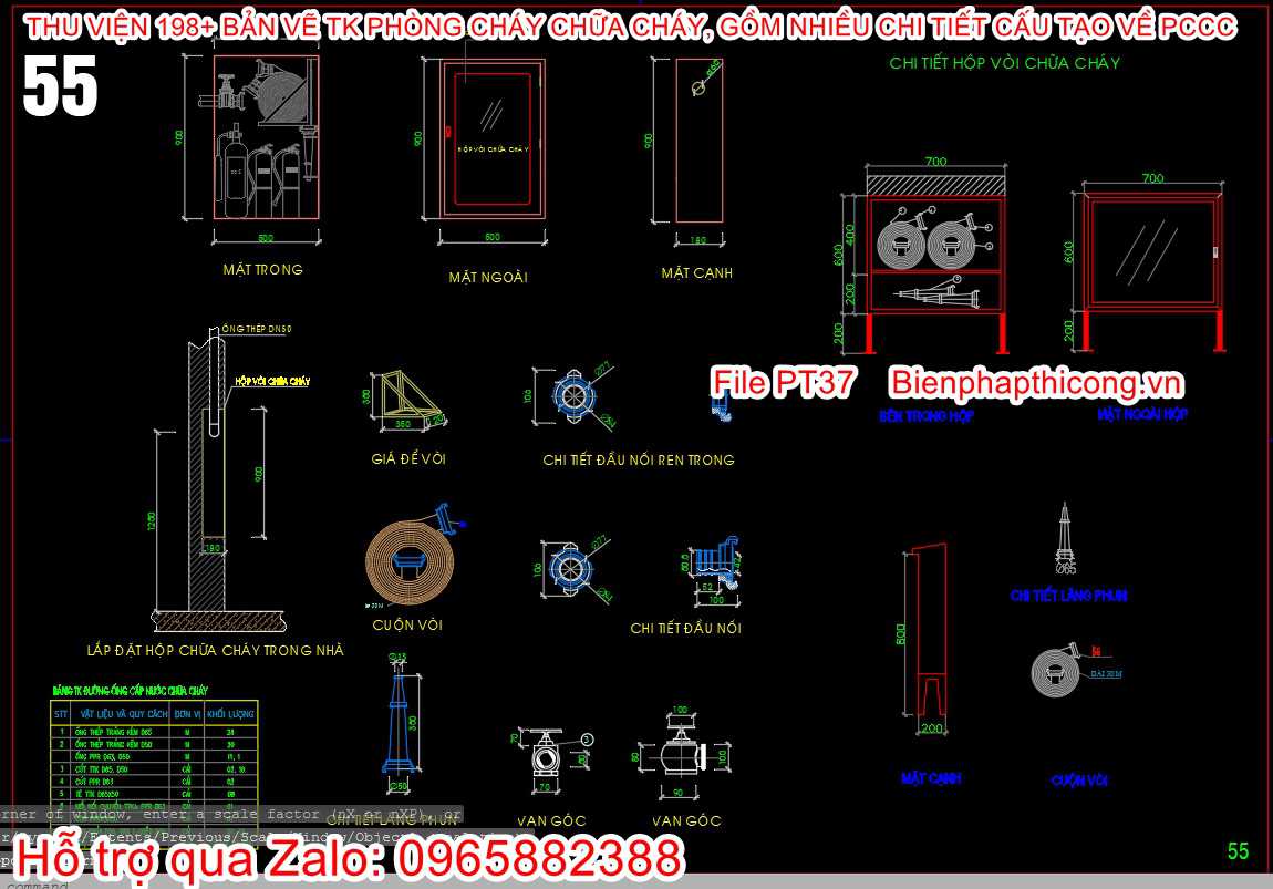 Bản vẽ chi tiết hộp vòi chữa cháy cad.