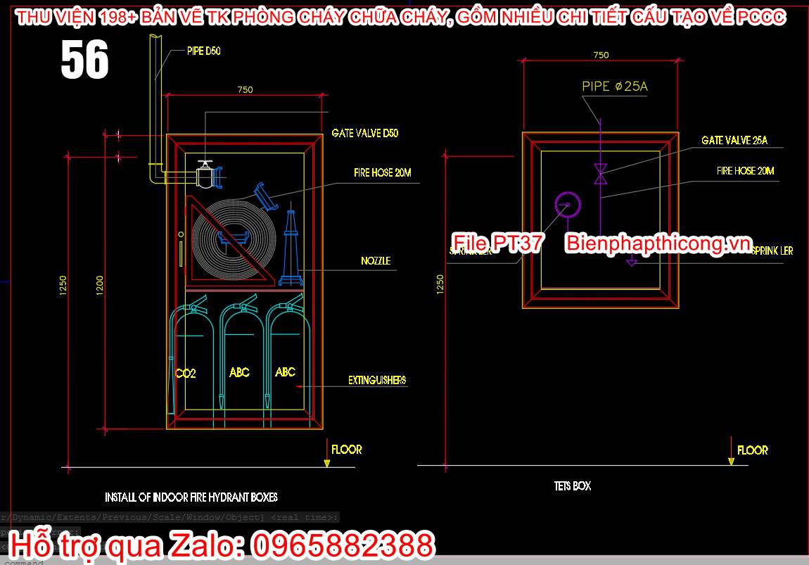 install of indoor fire hydrant boxes