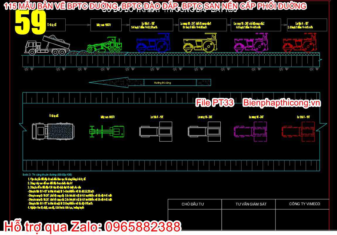 Biện pháp sơ đồ bố trí máy thi công đắp đất K98.