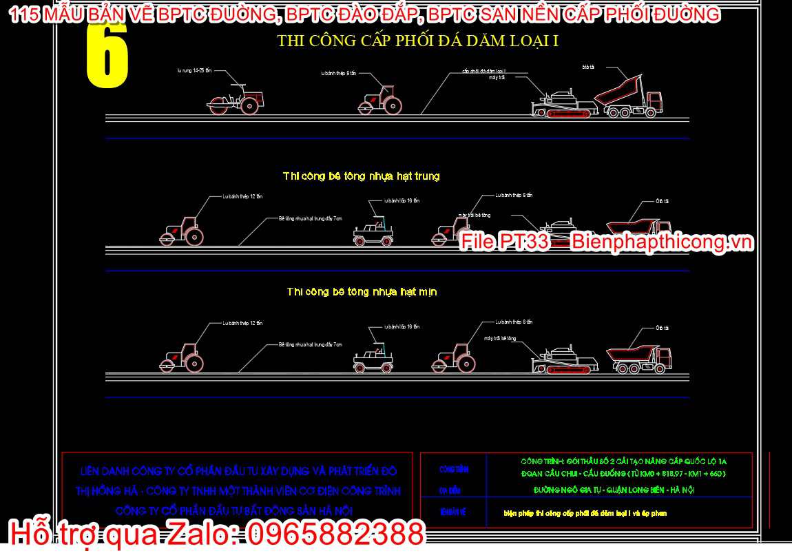 Bản vẽ biện pháp thi công cấp phối đá dăm loại 1.