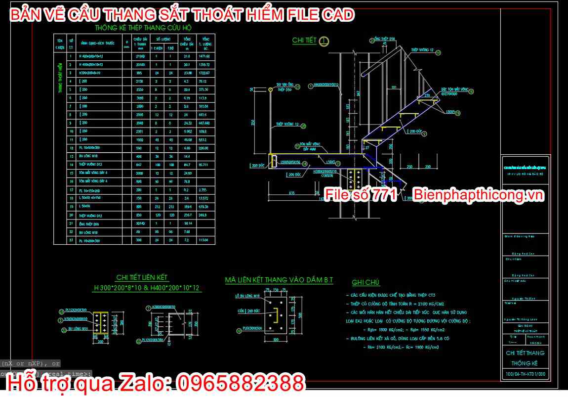 File dwg bản vẽ cầu thang sắt thoát hiểm.