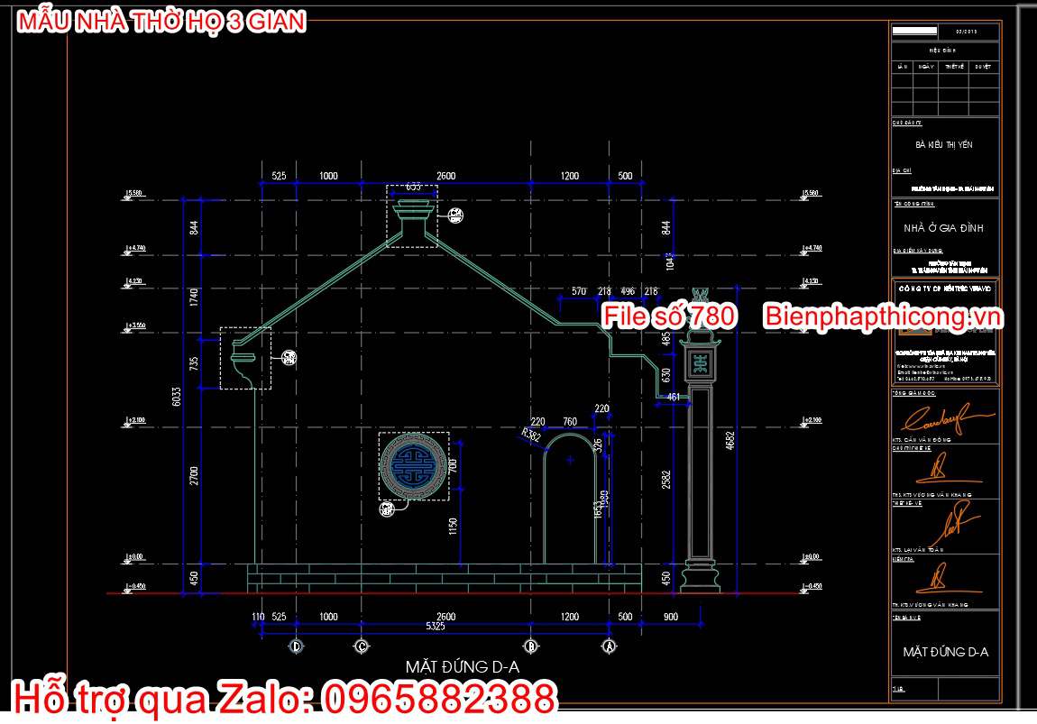 Mẫu thiết kế nhà thờ họ 3 gian đẹp.