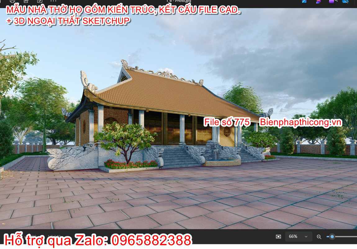 Tải bản vẽ nhà thờ họ 5 gian 9,2m x 15,8m.