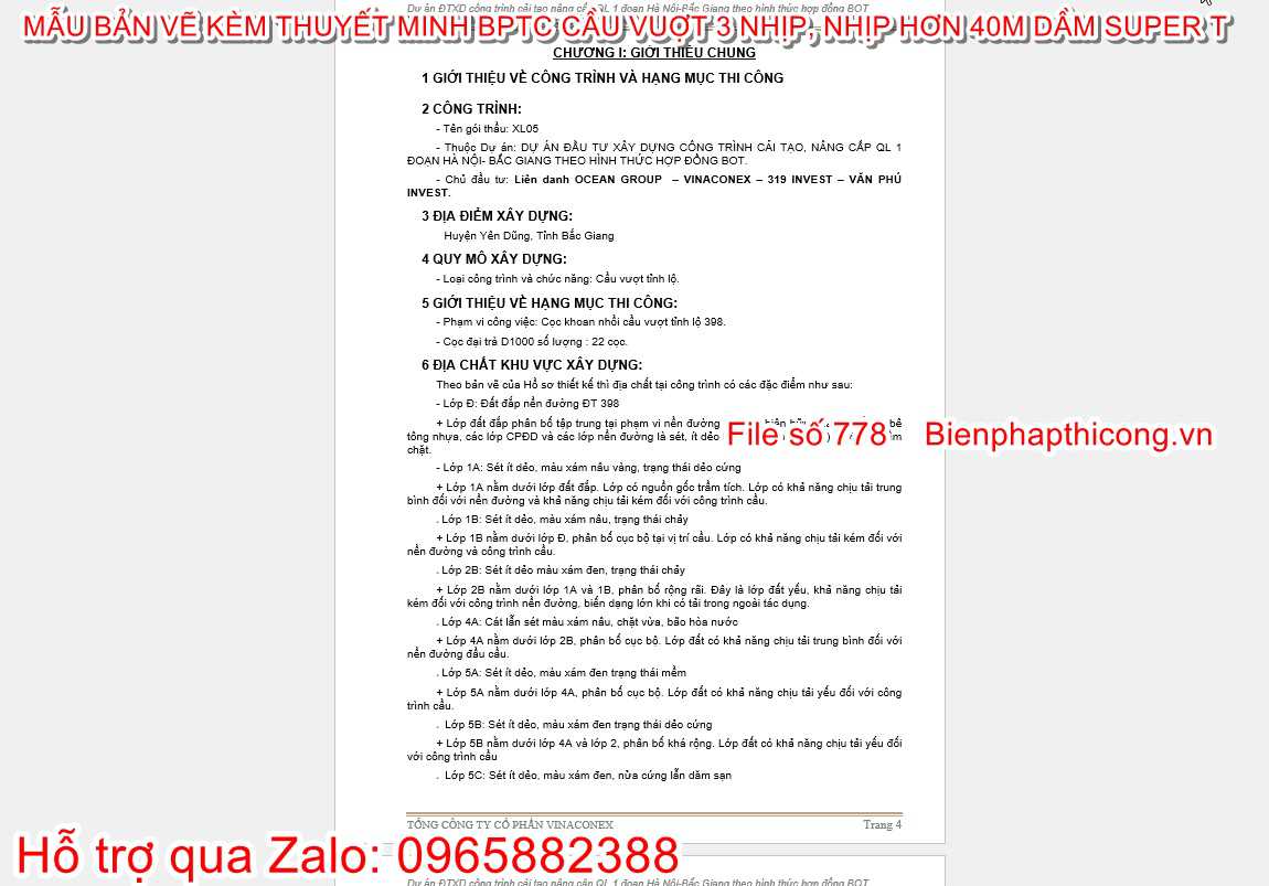 Thuyết minh biện pháp thi công cọc khoan nhồi cầu vượt.