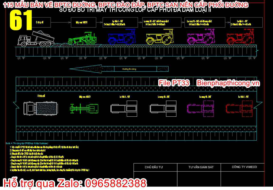 Sơ đồ bố trí máy lớp cấp phối đá dăm loại 2.