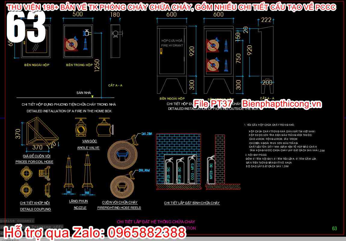 Chi tiết lắp đặt hệ thống chữa cháy cad.