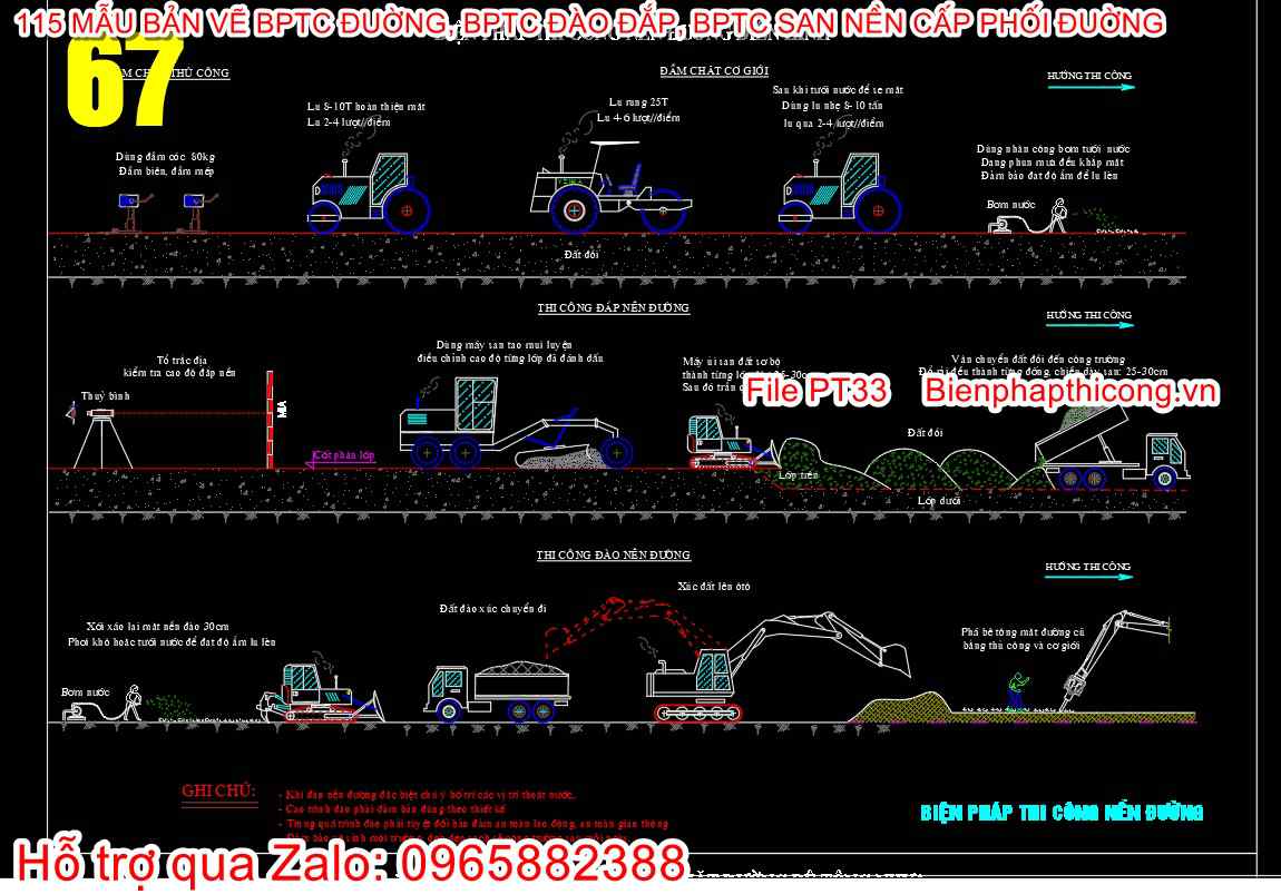Bản vẽ biện pháp thi công nền đường điển hình.