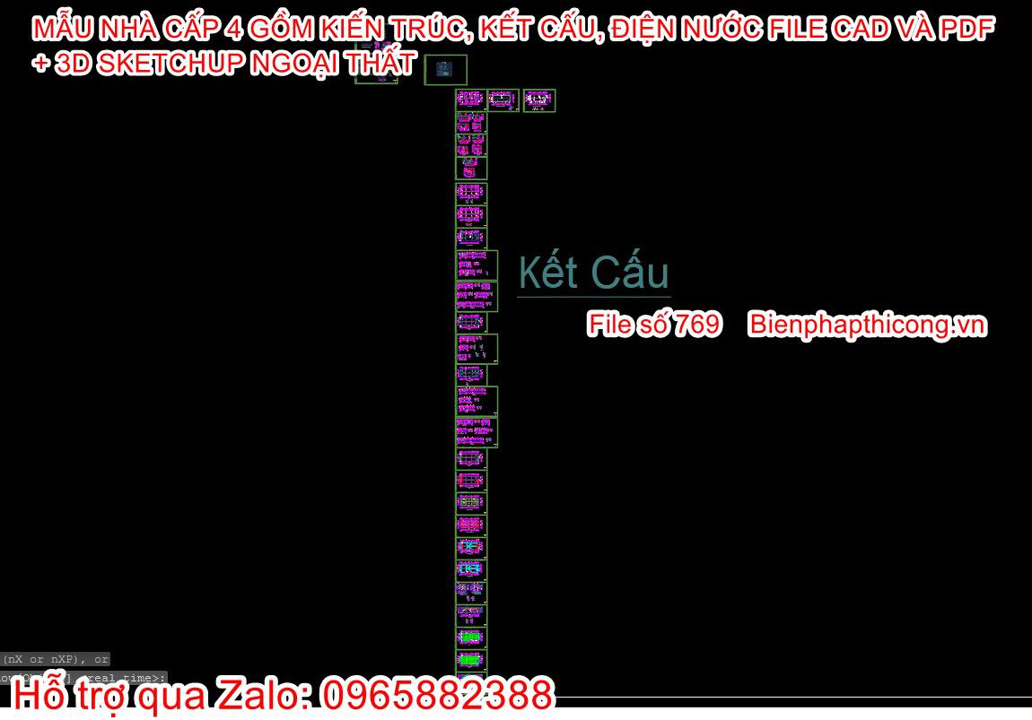 Bản vẽ kết cấu nhà mái thái 1 tầng rộng 7m x 17,7m.
