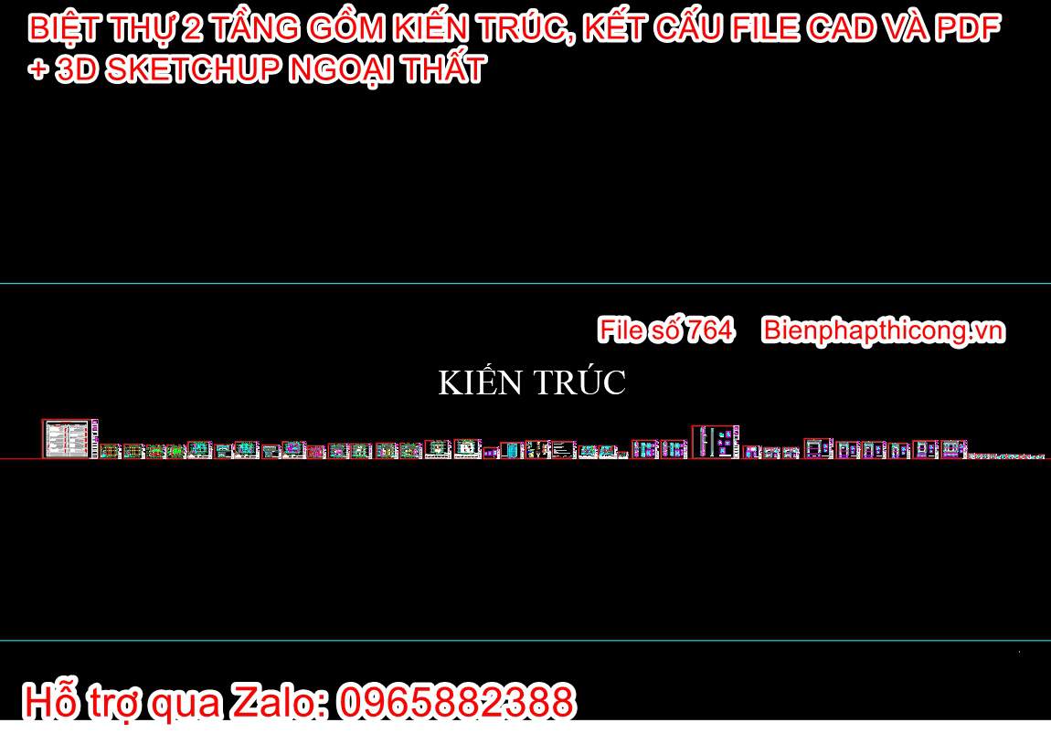 Bản vẽ phần kiến trúc biệt thự 2 tầng 8,5m x 11m tân cổ.