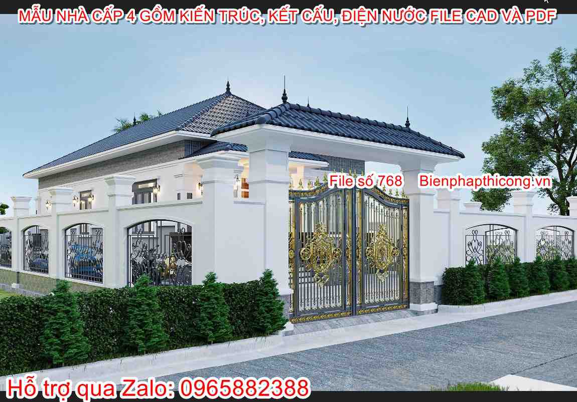 File autocad nhà mái nhật 1 tầng 8,2m x 16,5m.