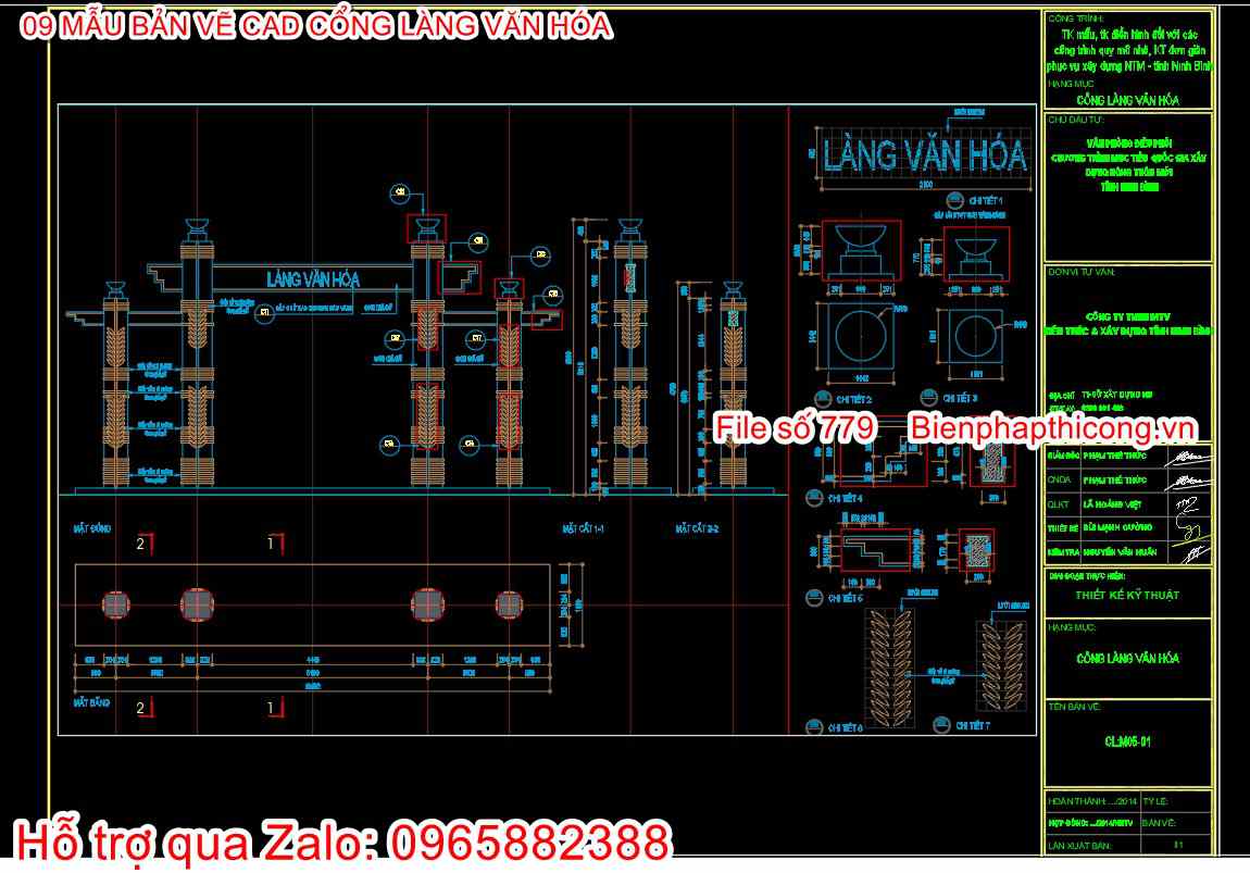 File thiết kế cổng làng cad.