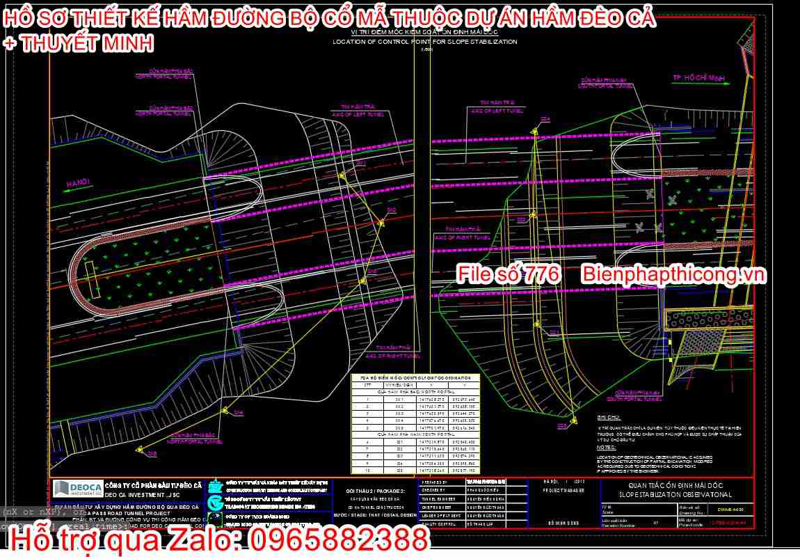 Quan trắc ổn định mái dốc cad.