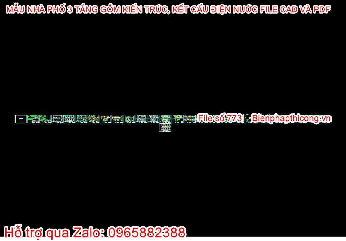 Bản vẽ kết cấu nhà phố 3 tầng 5m x 15m.