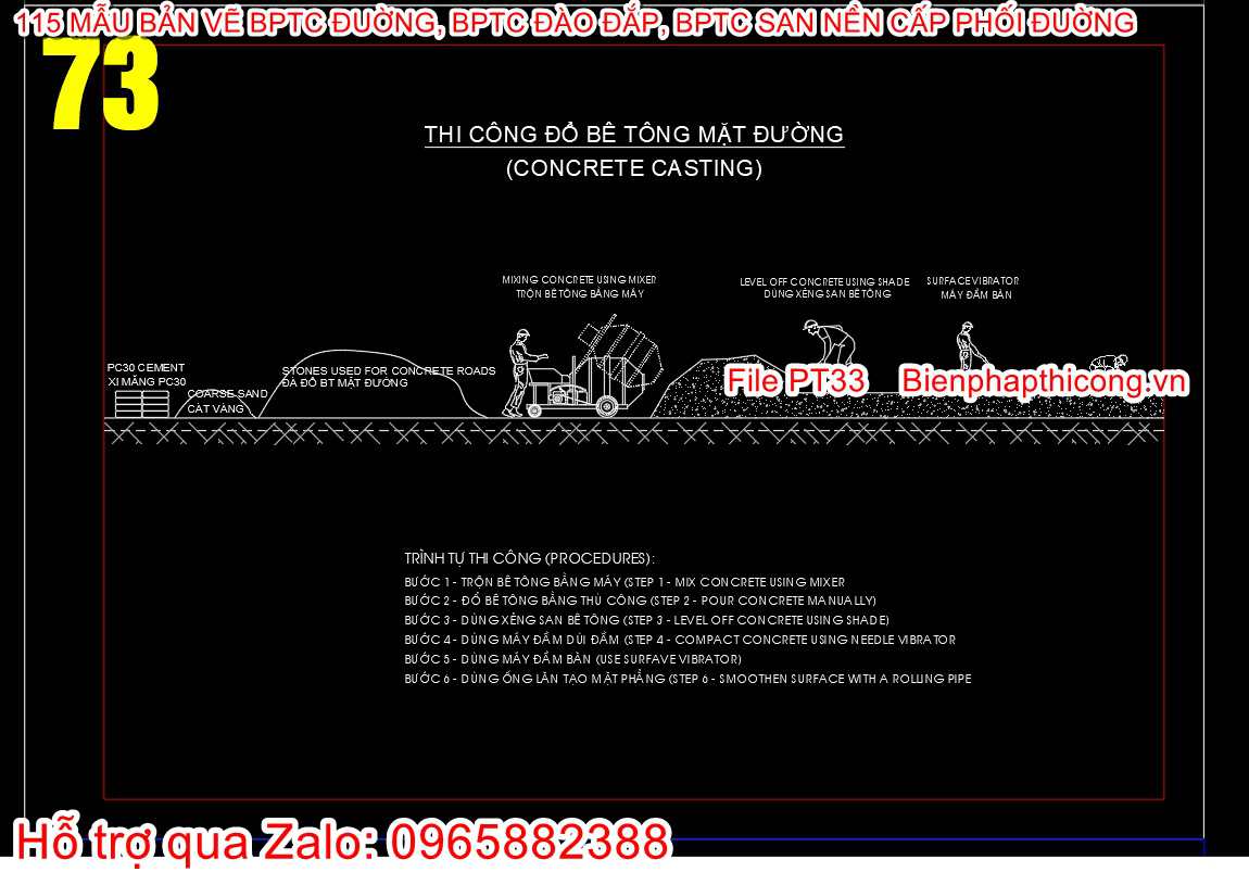 Bản vẽ biện pháp thi công mặt đường.