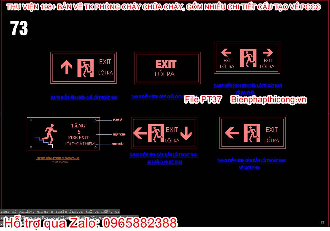 Bản vẽ cad chi tiết đèn exit.