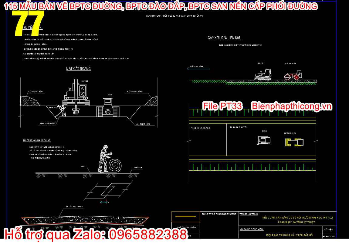 Bản vẽ bptc xử lý nền yếu cad.
