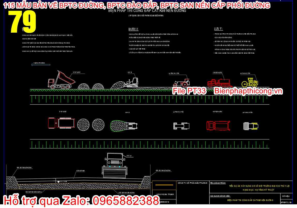Bản vẽ biện pháp thi công đắt cát K98 nền đường.