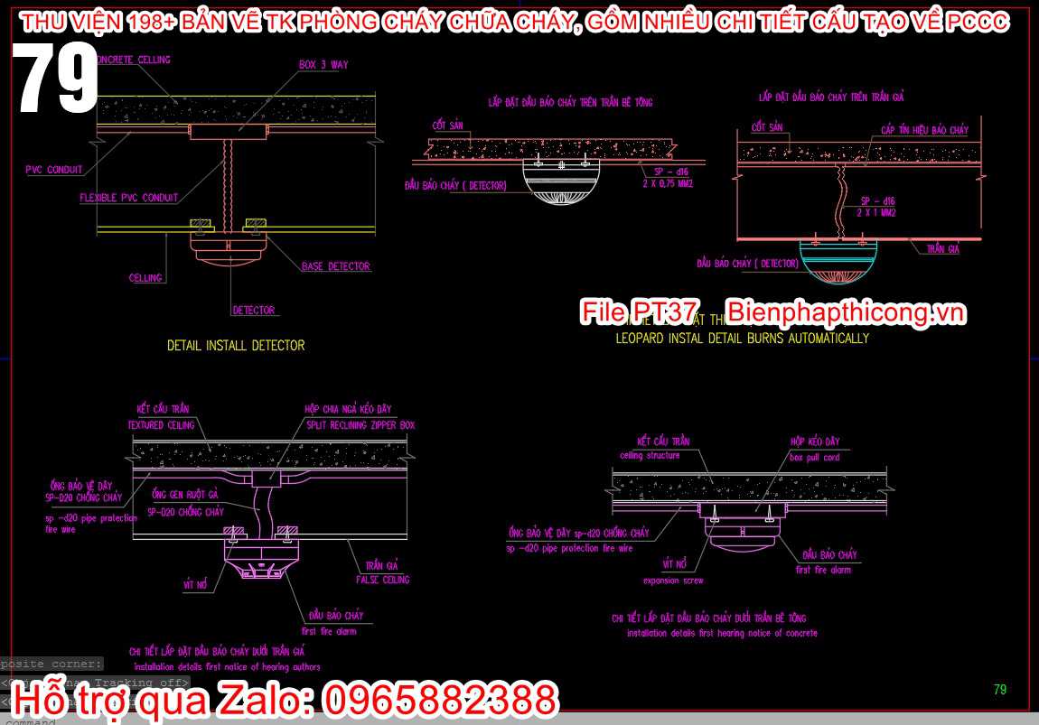 Bản vẽ cad chi tiết báo cháy dưới trần hay.