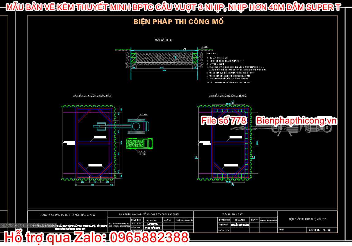 Biện pháp thi công mố cầu cad.