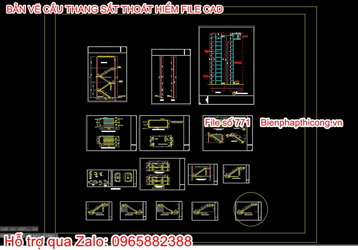 Donwload bản vẽ cad cầu thang sắt đẹp.