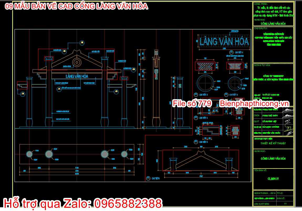 Download bản vẽ thiết kế cổng làng cad đẹp.