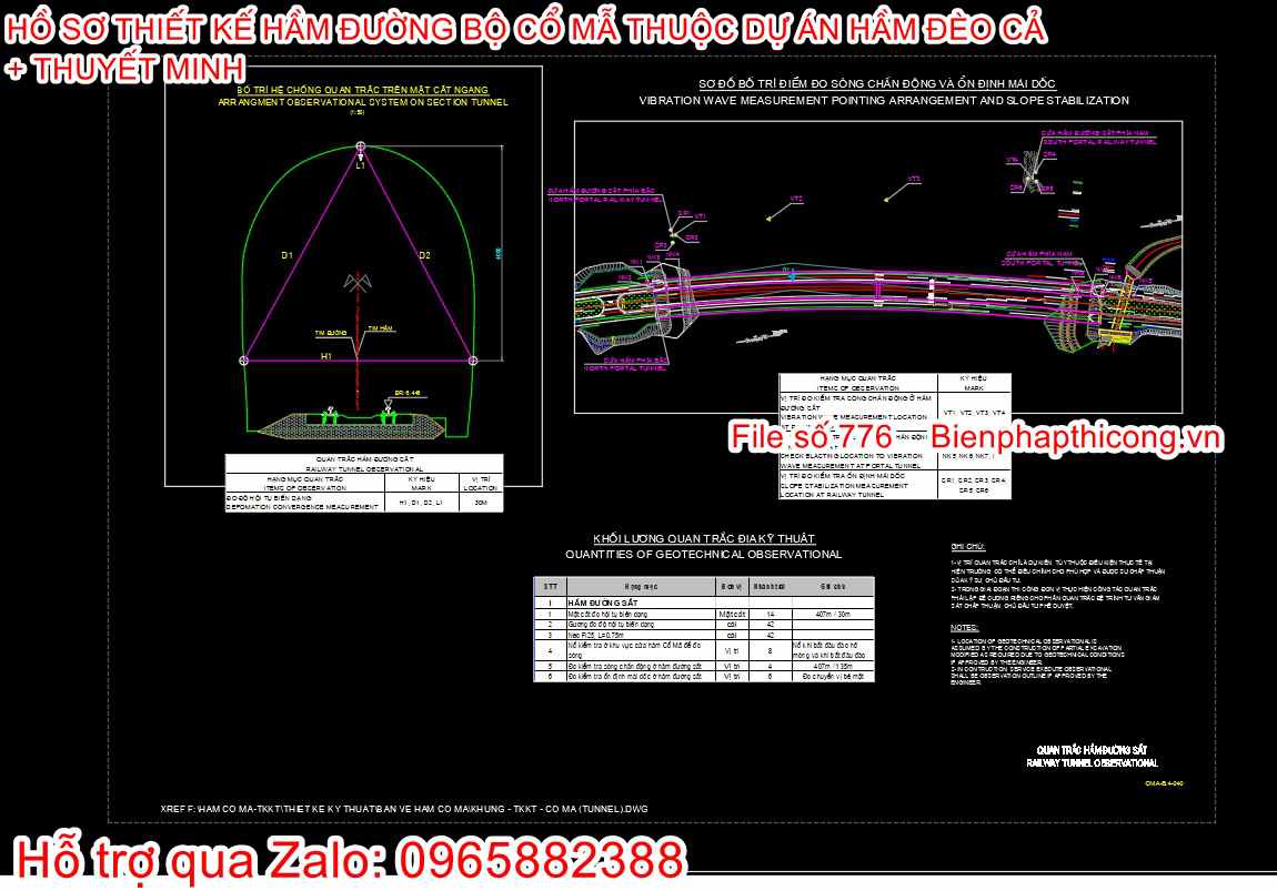 File autocad hầm đèo cả cad.