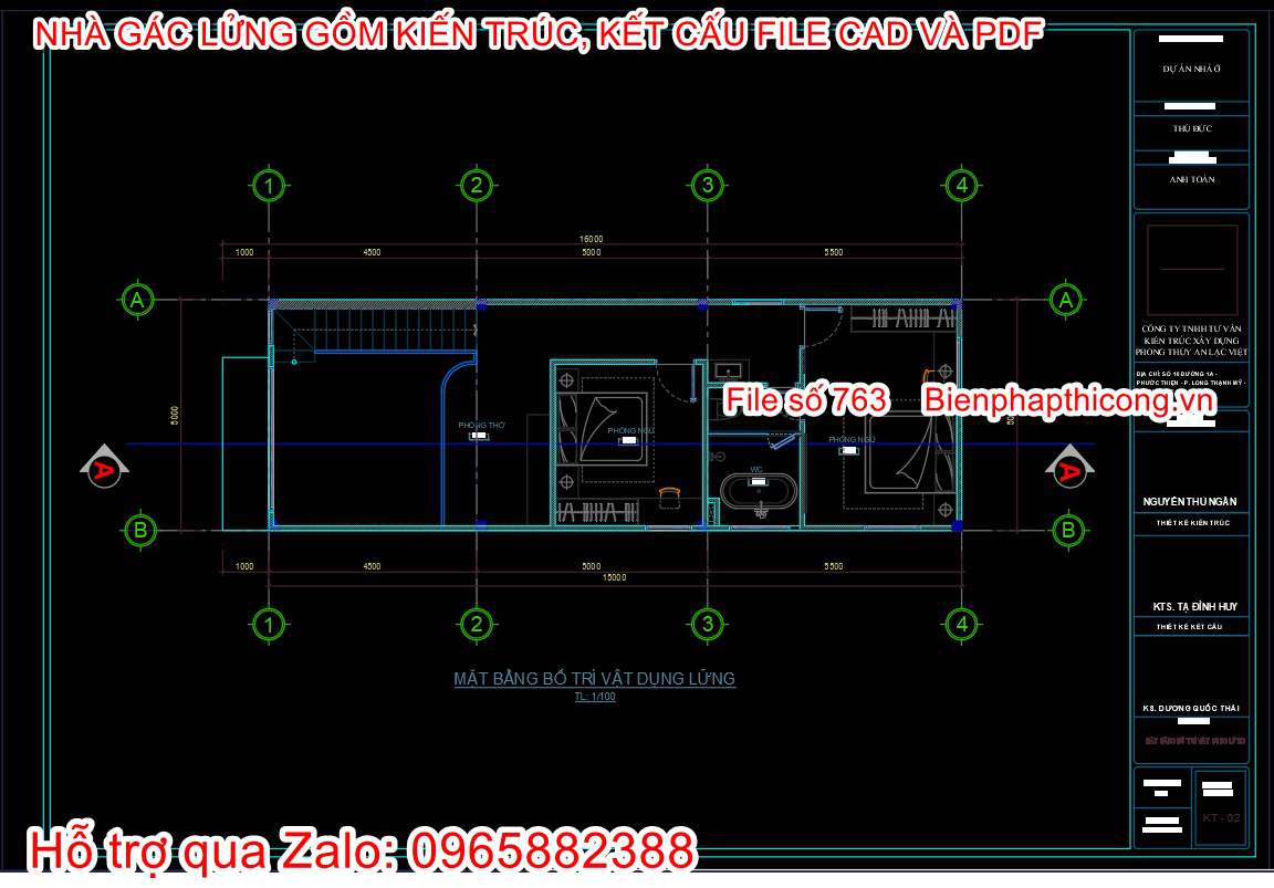 Mặt bằng tầng lửng nhà gác lửng đẹp.